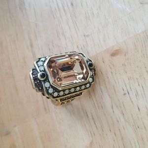 Designer Heidi Daus Statement Ring Brown Tourmaline Style Gemstone Bold Signed